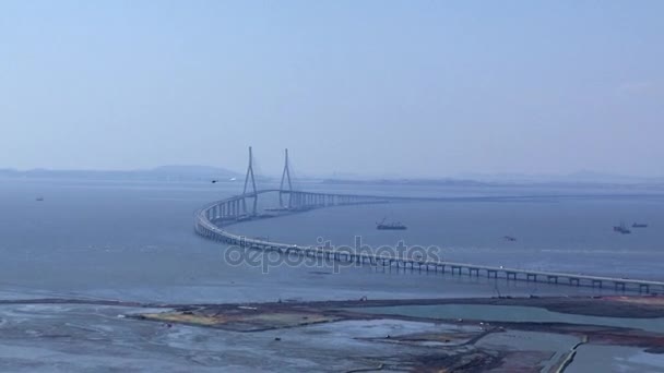 Aerial view on Incheon Bridge — Stock Video