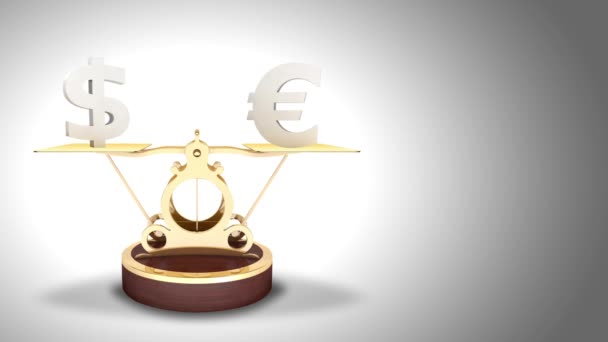 Scales Dollar Euro Signs Currency Exchange Concept — Stock Video