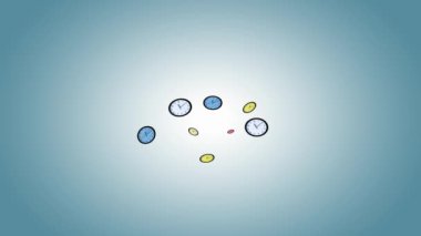 Hareketli saatler closeup için degrade mavi renkli ekranda