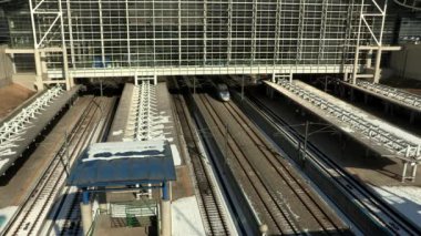 Görünüm kış tren trafik Seul, Kore