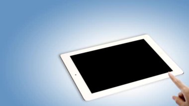 Bu, e-iş kavramı görünen tablet pc ekran ve Doları sembolü dokunmadan el 