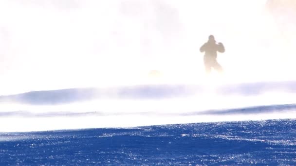 Man snowboarding on resort in Korea — Stock Video