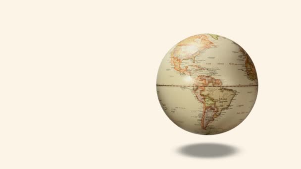 World Statistics Concept Background Rolling Globe Beige Background — Stock Video