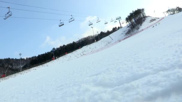 Esquiadores Snowboarders Cayendo Pyeongchang Gun Corea — Vídeos de Stock