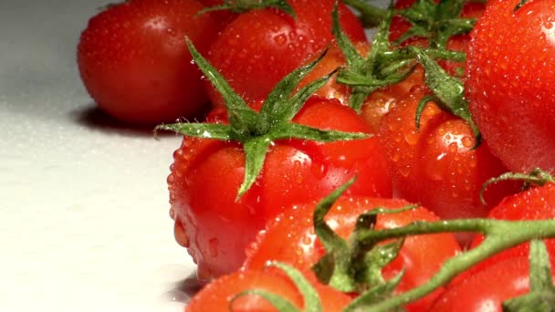 Bando de tomates frescos — Vídeo de Stock