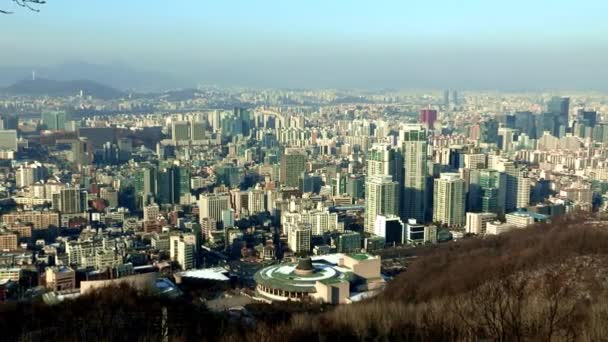 Παρατηρώντας Την Θέα Από Βουνό Umyeon Στη Σεούλ Κορέα — Αρχείο Βίντεο