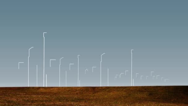 能源概念与工作风车为愉快的离开和绿色植物 — 图库视频影像