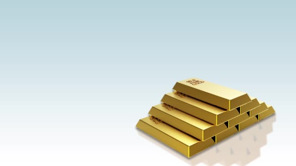 Zeměkoule Otáčí Lesklé Pyramida Zlatých Cihel Peníze Koncepce — Stock video