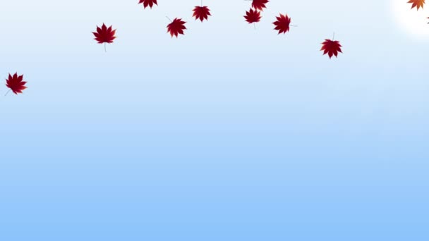 Maple Φύλλα Που Πέφτουν Ντεγκραντέ Μπλε Φόντο — Αρχείο Βίντεο
