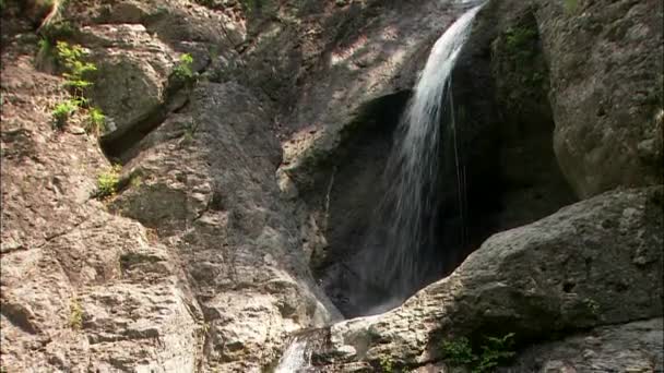 Cascadas cayendo sobre piedras — Vídeo de stock