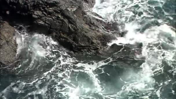 Onde oceaniche che si infrangono sulle scogliere costiere — Video Stock