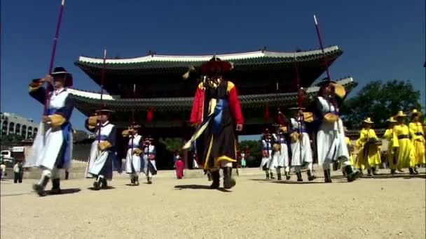 Παραδοσιακή Κορεατική Αλλαγή Φρουράς Τελετή Στη Σεούλ — Αρχείο Βίντεο