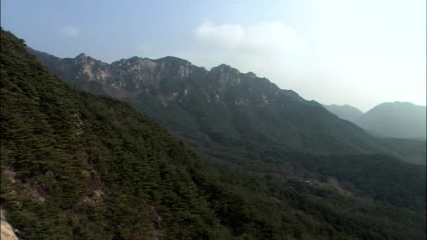 Vue Panoramique Des Montagnes Coréennes Depuis Temple Changnyeong Gun Gyeongsangnam — Video