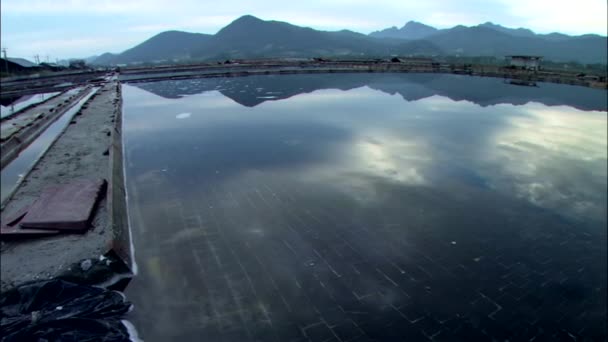 Panorama Champ Sel Dans Village Corée Sud Avec Des Montagnes — Video