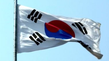 Güney Kore rüzgarda sallayarak bayrak 