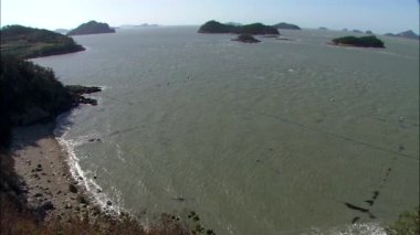 Panoramik manzaralı sahil, Jindo-gun,: Jeollanam-do, Kore