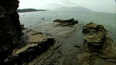 Gosung-si, Gangwon-do, Kore bazaltik sahil görünümünü