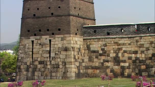 Сувон Корейський Hwaseong Fortress Небо Фон — стокове відео