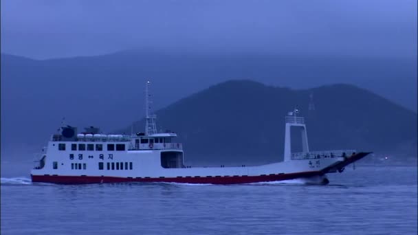 Cruise ship floating in ocean — Stock Video