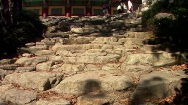 Treppe zum Tempelbau — Stockvideo