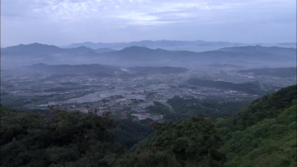 Vista Las Montañas Aldea Fondo Tierra Gyeongju Gyeongbuk Corea — Vídeos de Stock