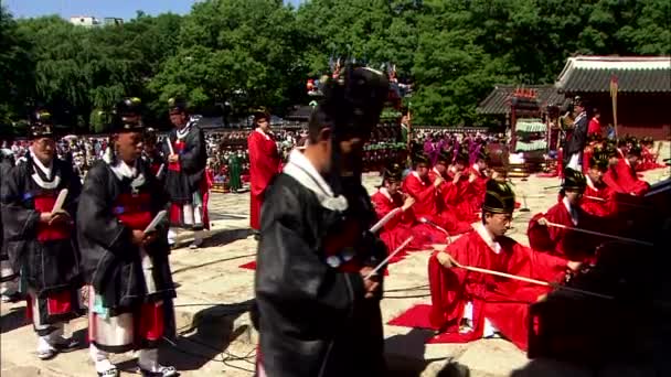 Παραδοσιακή Παρέλαση Στο Changdeokgung Palace Σεούλ — Αρχείο Βίντεο