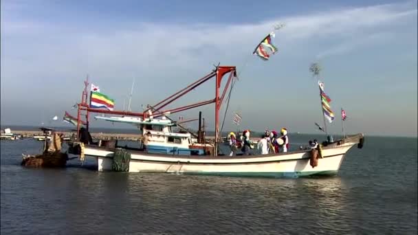 Hajeon Gochang Jeolla South Korea Circa August 2007 Fishing Boat — Stock Video