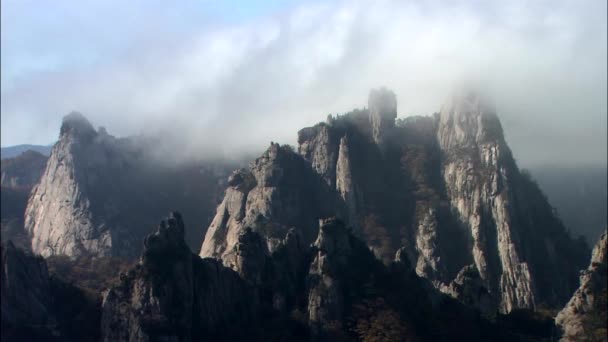 Yüksek dağlar, sis — Stok video