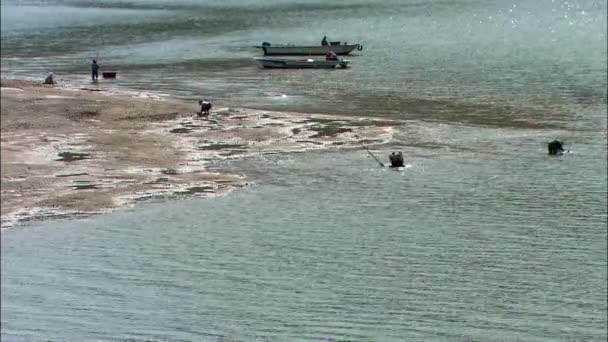 Pescadores que pescan en el agua — Vídeo de stock