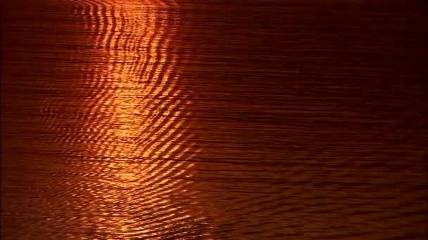 Atardecer naranja reflejándose en la superficie del mar — Vídeo de stock