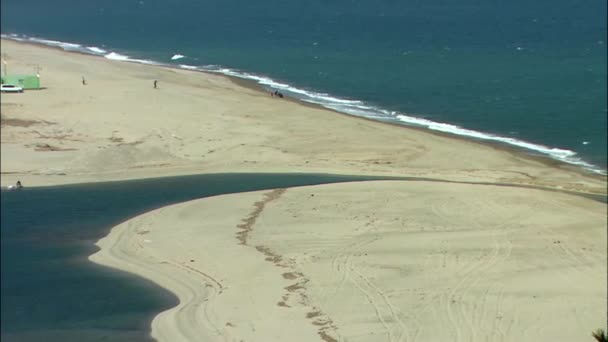 Ludzie spacerujący po plaży morskiej — Wideo stockowe