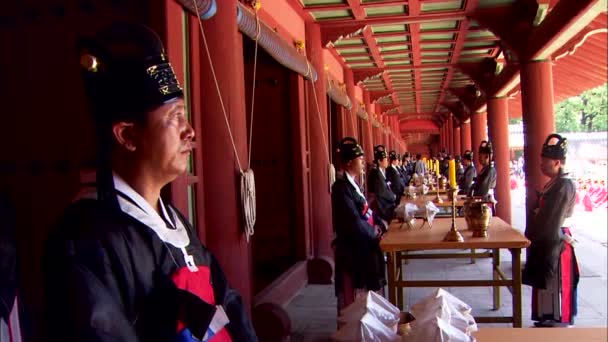 Традиционный Парад Дворце Чандеокгун Сеул — стоковое видео