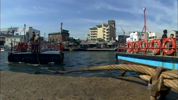 Баржі Рибальські Човни Причальні Області Sokcho Провінція Канвон Корея — стокове відео
