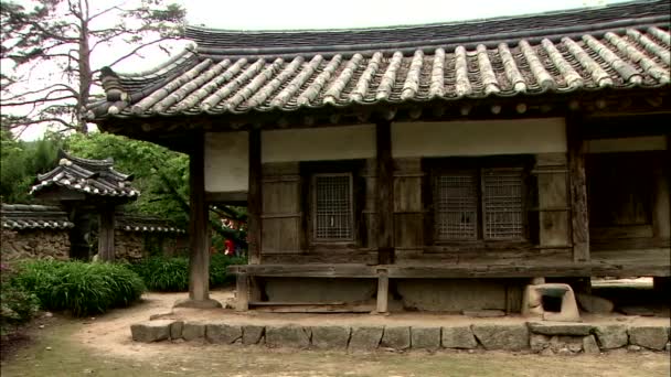 Traditionella Koreanska Hus Kallas Hanok Med Uteplats Och Staket — Stockvideo
