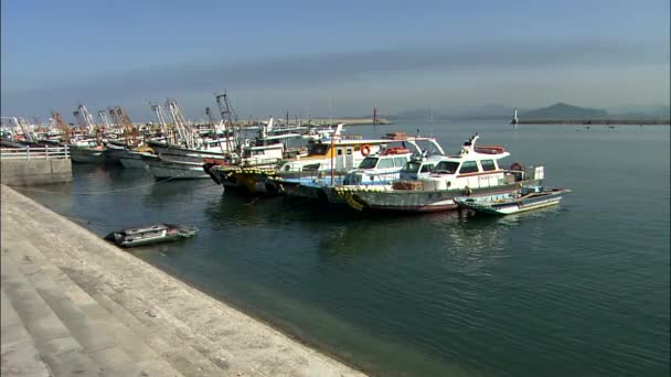 渔船停泊在码头 — 图库视频影像