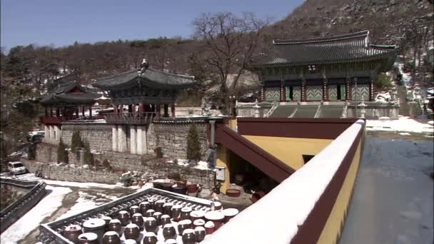 Παρατηρώντας Την Άποψη Του Παραδοσιακά Ναός Του Incheon Νότιος Κορέα — Αρχείο Βίντεο