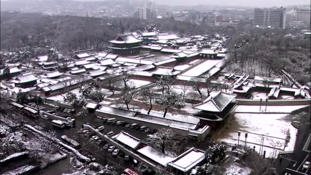 Observación Vista Del Palacio Tradicional Coreano Changdeokgung Seúl Invierno — Vídeos de Stock