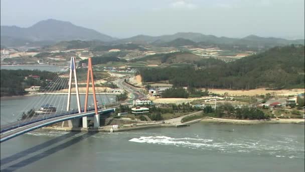 Weergave Van Jindo Grad Bridge Jindo Gun Jeollanam Zuid Korea — Stockvideo