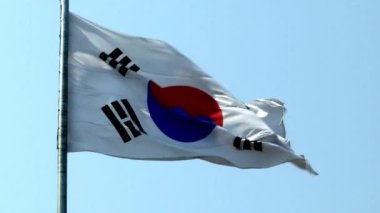 Güney Kore rüzgarda sallayarak bayrak 