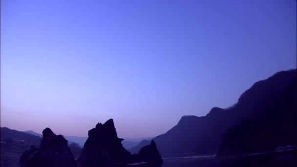 Escénico Atardecer Violeta Lago Corea — Vídeos de Stock