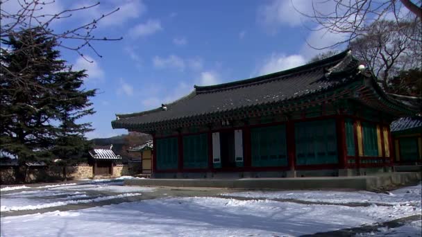 Weergave Van Traditionele Koreaanse Tempel Winter Seosan Chungcheong Zuid Korea — Stockvideo