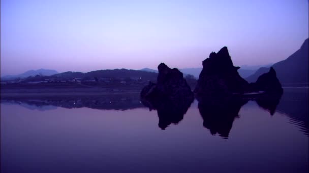 Scenico Tramonto Viola Sul Lago Corea — Video Stock