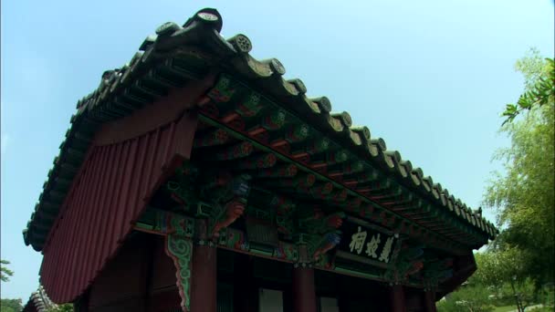 Weergave Van Koreaanse Tempel Met Bidden Mensen Gyeongsangnam Provincie Zuid — Stockvideo
