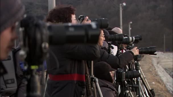 Grupo Pessoas Atirando Câmeras Incheon Coreia Sul — Vídeo de Stock