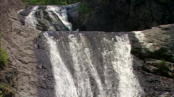 Schöne kalte Ströme des Wasserfalls — Stockvideo