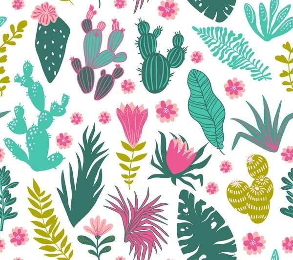 Tropical plants pattern — Stock Vector