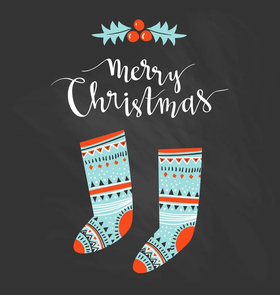 Lettere natalizie e calzini natalizi — Vettoriale Stock