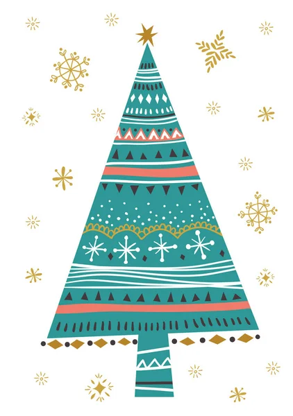 Christmas fir tree greeting card — Stock Vector