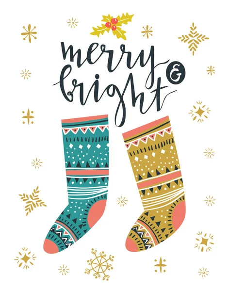 Різдвяні шкарпетки вітальна листівка — стоковий вектор