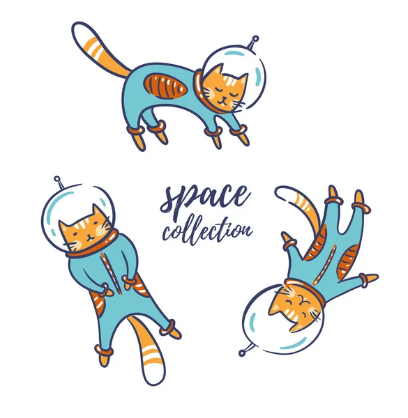 Gatos astronautas no espaço — Vetor de Stock